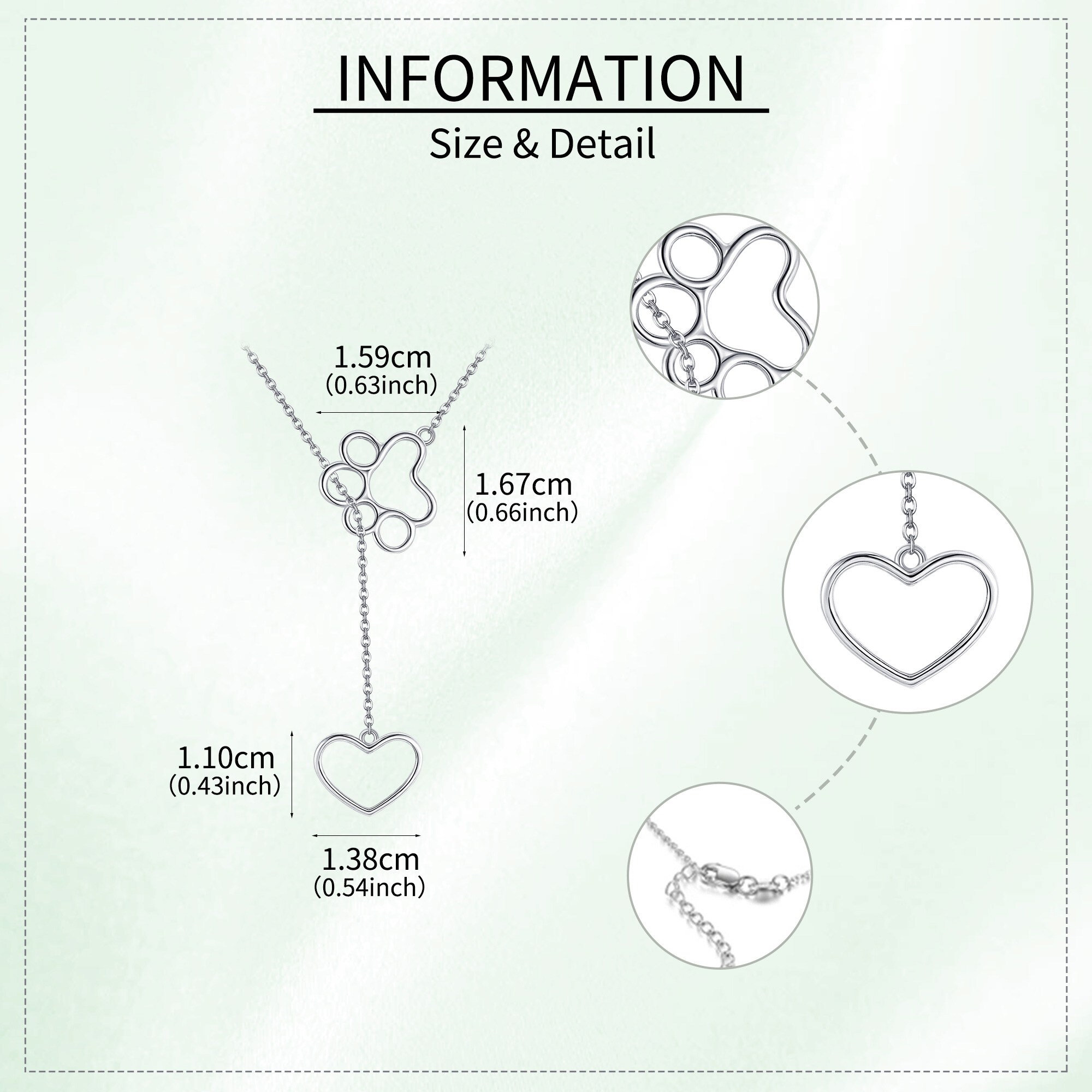 Women's 925 Sterling Silver Pet Heart Y-Shaped Necklace — Unique Design